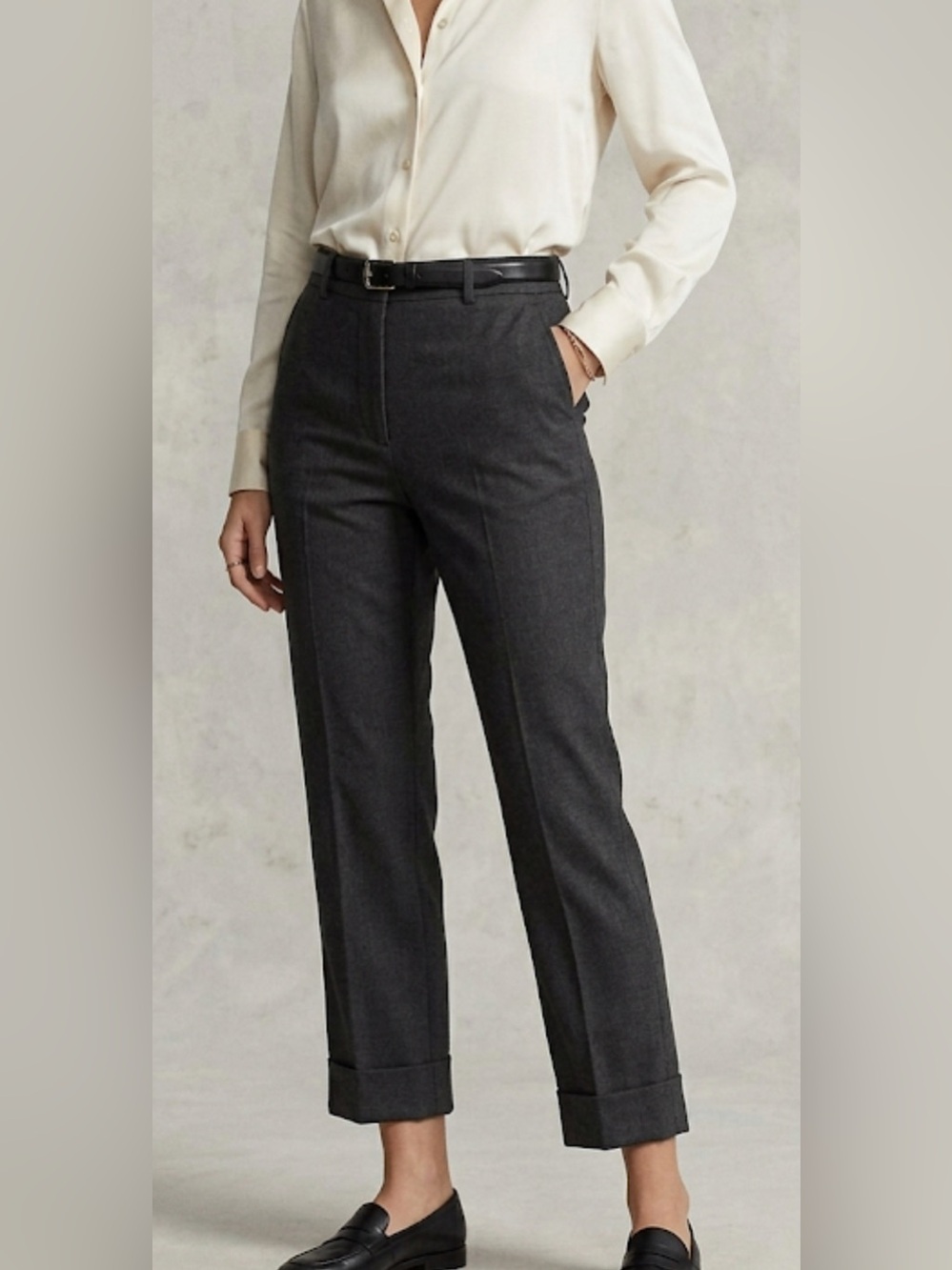 COS Gray Tailored Slim Cuffed Trousers | Size 10 | Modern Office Wear